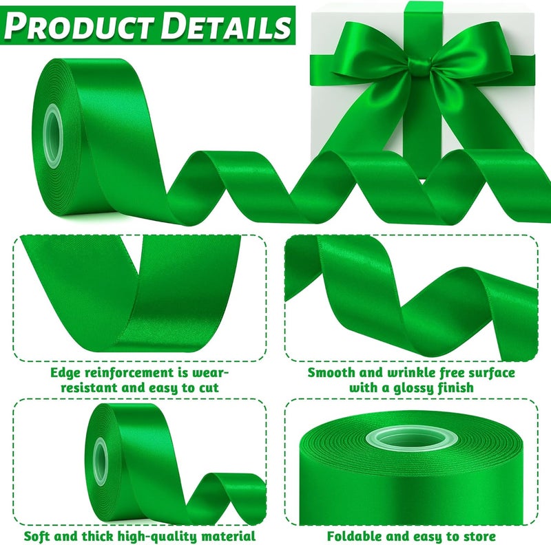 Fullive 1 1/2 Inch Green Ribbon, 30 Yards Green Ribbon for Gift Wrapping for St. Patrick's Day Party Favors, Polyester Christmas Ribbon for Christmas Decorations Wrapping Bouquet Floral Arrangements - Image 3